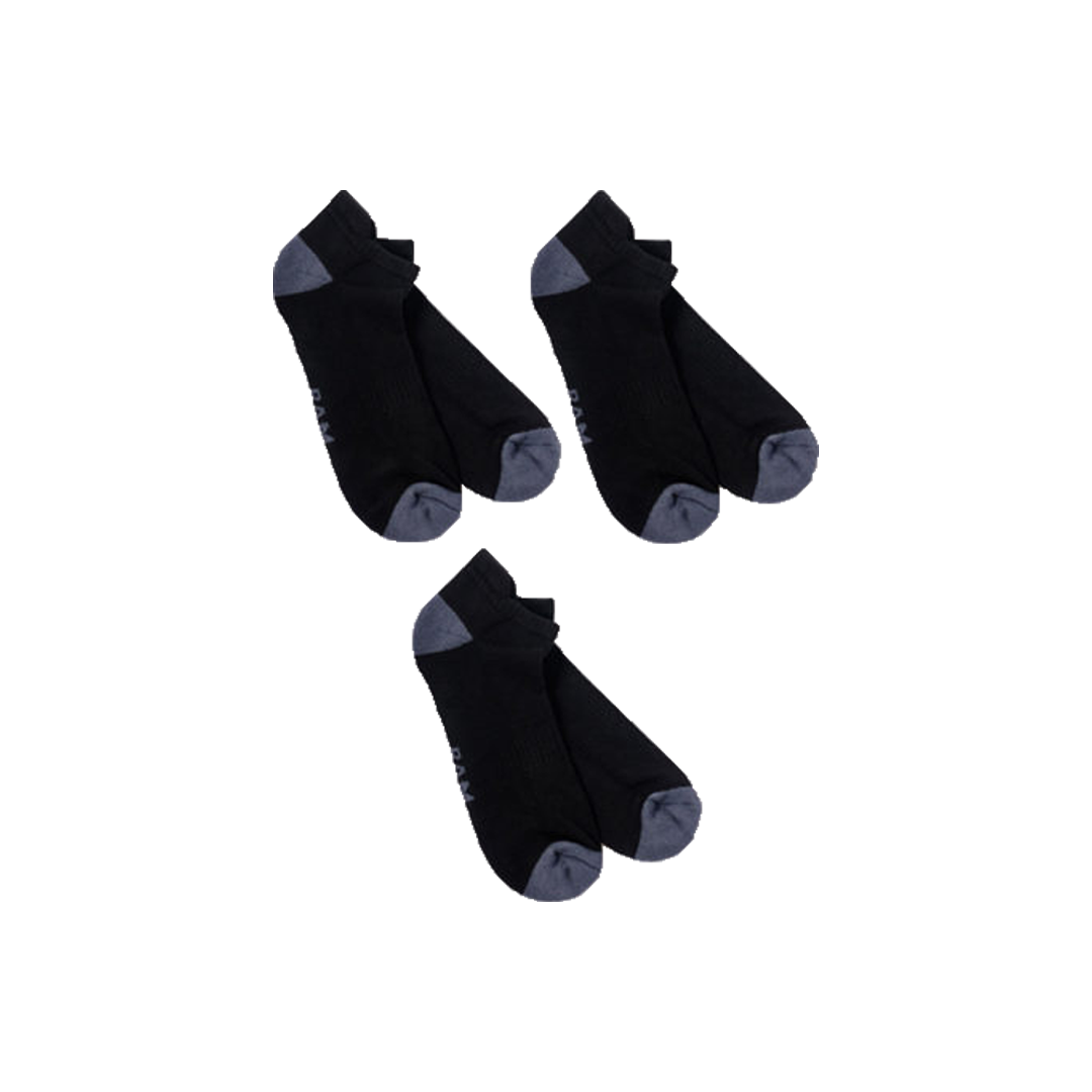 Bambus ankel sportssokker, 3 par, sorte Str 42-46