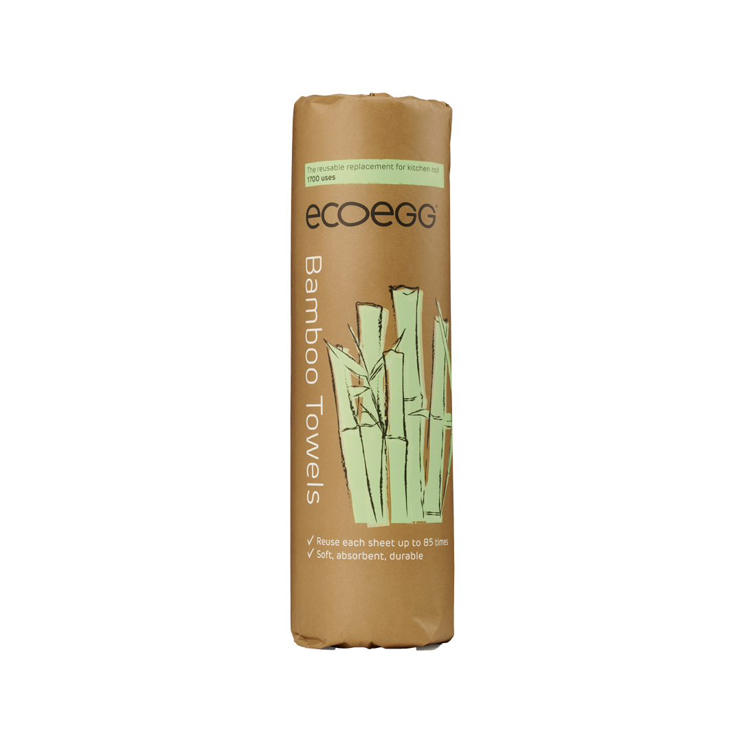 En rull med Ecoegg bambustørkerull tilsvarer ca 70 vanlige ruller med husholdningspapir