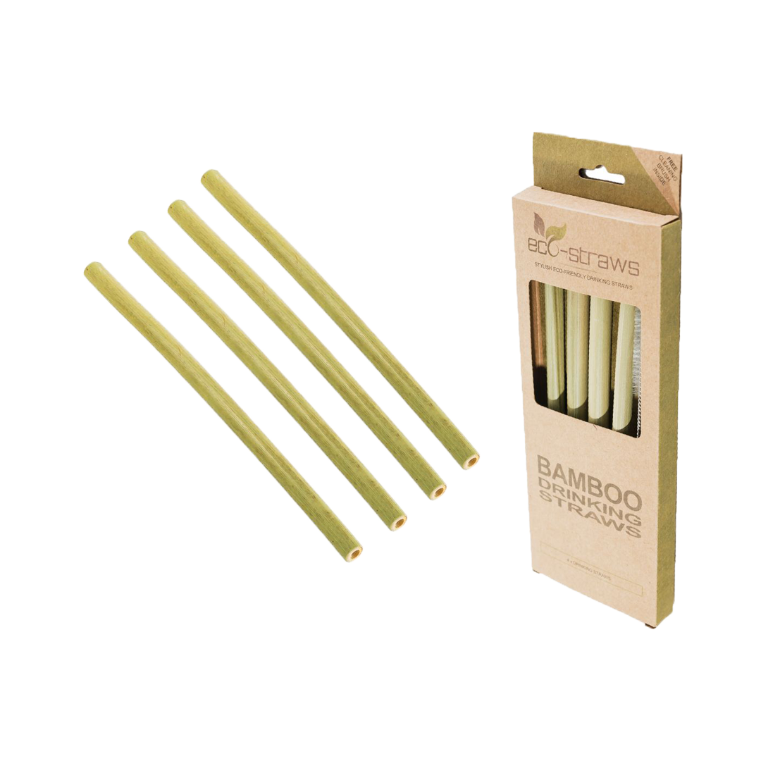 4 sugerør i bambus, Ecostrawz