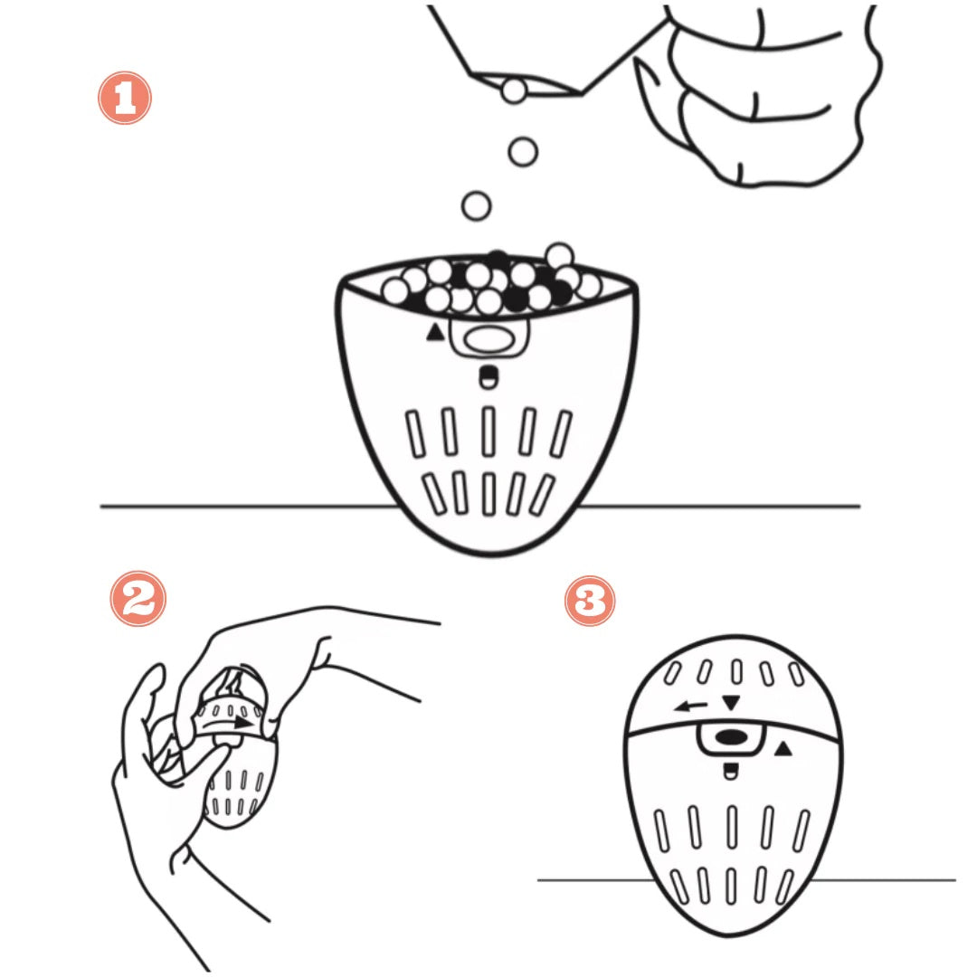 Hvordan bruke Ecoegg vaskeegg 1-2-3.