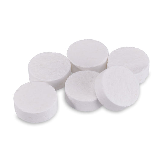 En pakke med maskinrenstabletter inneholder 6 tabletter