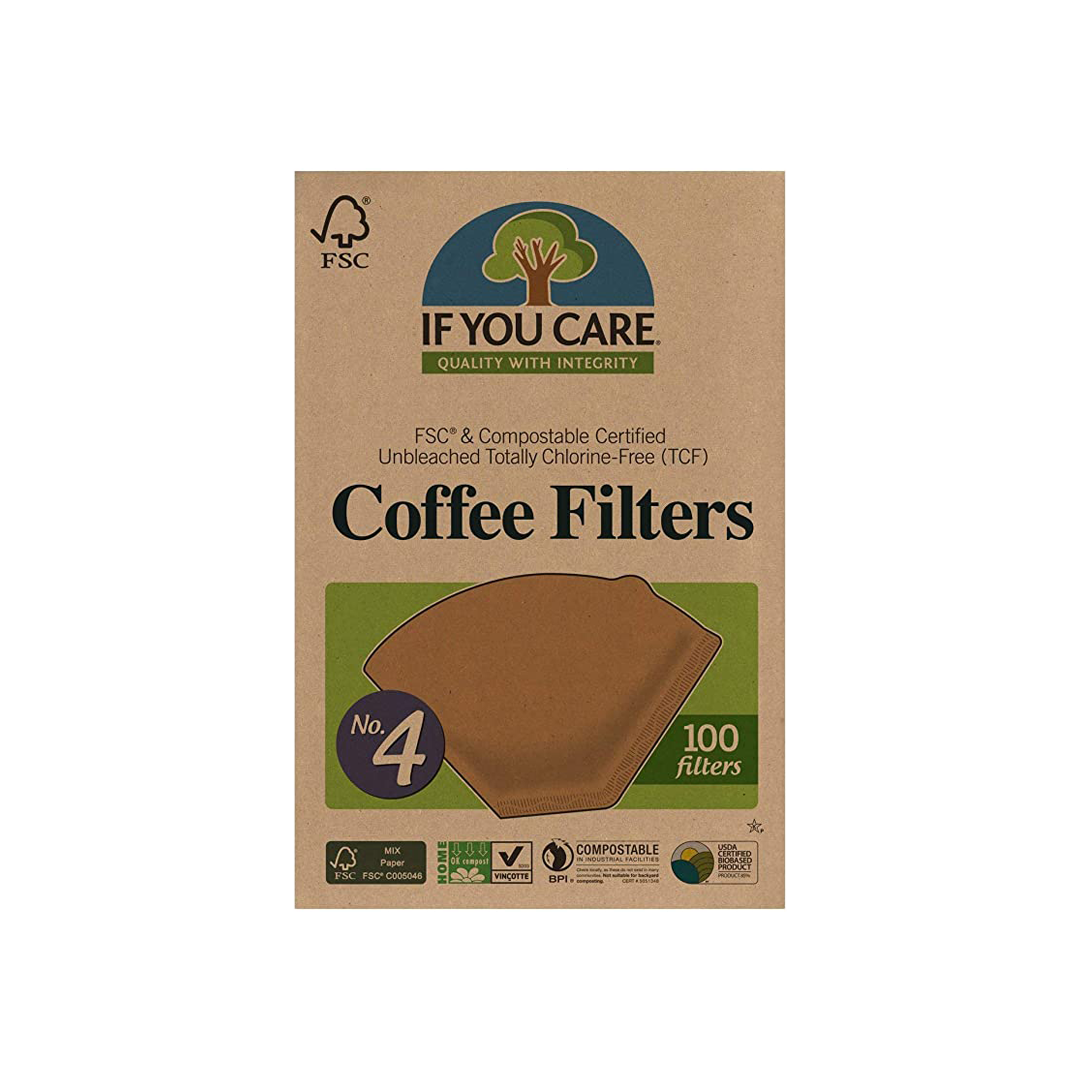 Kaffefilter i ubleket papir 100 stk (If You Care)